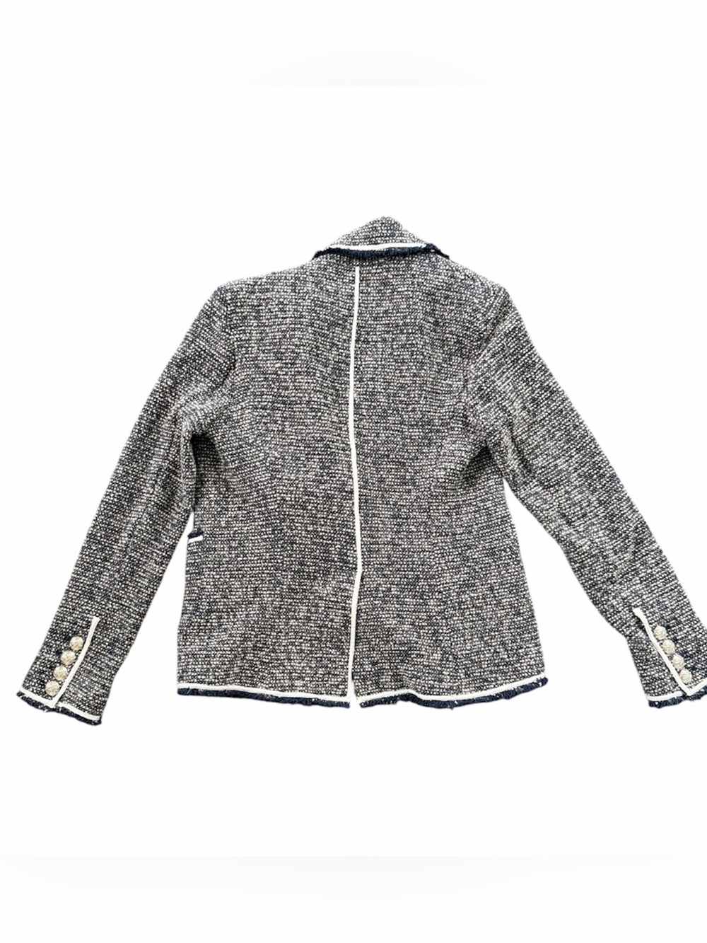 Veronica Beard Theron Tweed Double-Breasted Blazer Jacket Navy White Size 6 - Picture 10 of 15